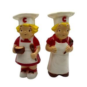 Vintage 1950's Campbell Soup Kids Plastic Salt &‎ Pepper Shakers